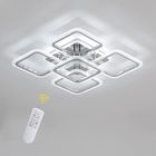 DELIPOP Plafonnier LED moderne 75W Carré Lustre de Plafond dimmable avec télécommande pour salon chambre salle à manger - Chromé
