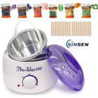 Chauffe-Cire Professionnel SINSEN - Kit Épilation à la Cire - 500ml - 20 Spatules - 6 Paquets de Cire Durs