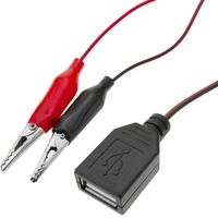 CableMarkt - Câble d'alimentation 5 V USB-A femelle vers pinces crocodiles rouge-noir 2 m