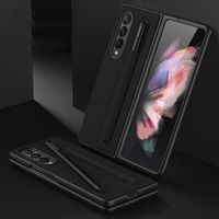 Étui Téléphone en Cuir Fente de Poche Pour Stylo Antichoc Compatible Accessoires de Téléphone Galaxy Z Fold 3 Noir 02