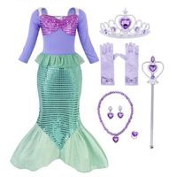 Robe Princesse Sirène Jurebecia pour Filles - Taille Violet - Parfaite pour Halloween, Noël et les anniversaires
