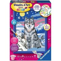 Kit de peinture par numéro - Ravensburger - Famille de loups - Bleu - Pour enfant de 9 ans et plus