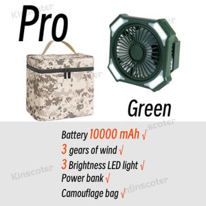 VENTILATEUR Green Pro 10000mA - KINSCOTER Ventilateur de Tente de Camping, Rechargeable, Portable, Sans Fil, de Plafond,