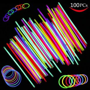 2023 - Bracelets fluorescents lumineux lumineux, 100 bâtonnets fluorescents  avec 122 connecteurs