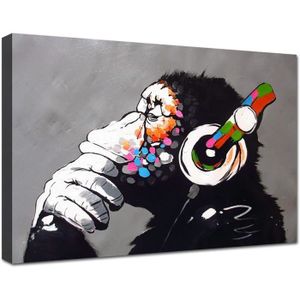 TABLEAU - TOILE Tableau Moderne Banksy Monkey Dj - Canvashop - 50 