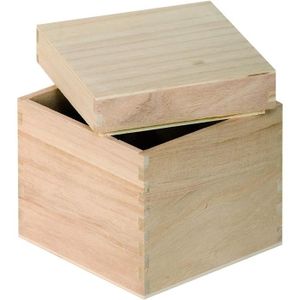 Support à décorer Boîte Cube à Décorer - VIBB19 - Beige - Bois - 12 