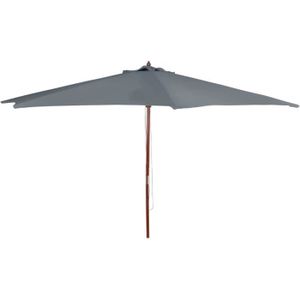 PARASOL Parasol en bois de 3 m – Parasol de jardin avec cordon – Parasol de marché 300 cm A368