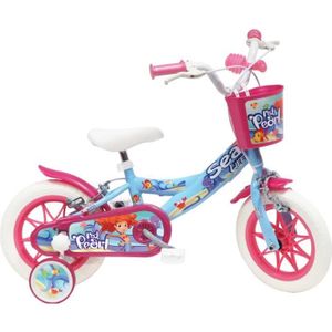 VÉLO ENFANT Vélo 12' Fille Sea Life équipé de 2 freins, Panier avant - Carter intégral - Garde-boues et Stabilisateurs.