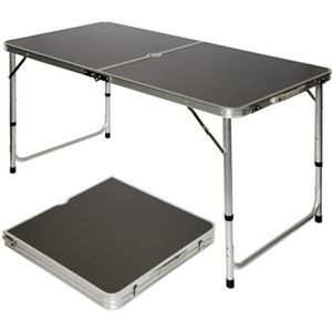 TABLE DE CAMPING Table de camping 120x60cm en Aluminium Gris foncé Hauteur réglable Format mallette