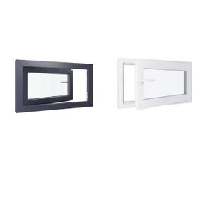 FENÊTRE - BAIE VITRÉE Fenetre PVC - LxH 900x500 mm - Triple vitrage - Blanc intérieur - Anthracite extérieur - Ferrage Droite