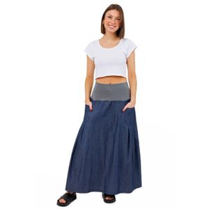 Jupe Longue En Jean Bleu Foncé Vintage, Taille 34/36, Longueur 85 Cm - Très Bon état