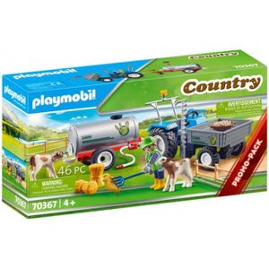 FIGURINE - PERSONNAGE PLAYMOBIL COUNTRY 70367  AGRICULTEUR ET RESERVE D'