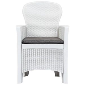 Ensemble table et chaise de jardin L-14265-Pwshymi-Meuble à dîner d'extérieur 7pcs Plastique Blanc Aspect de rotin