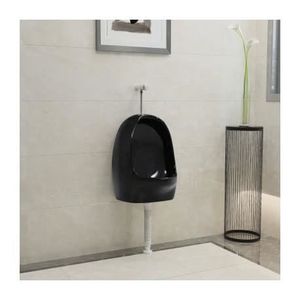 WC - TOILETTES Urinoir suspendu - VIDAXL - Céramique Noir - A suspendre - 36cm Profondeur - 77cm Hauteur - Sortie Verticale