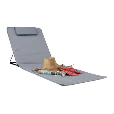 Tapis De Plage Avec Dossier Et Oreiller Gonflable – 160x70 Cm, Portable, Léger, Pour Plage, Jardin, Camping – Assise Confortable Et Antidérapante