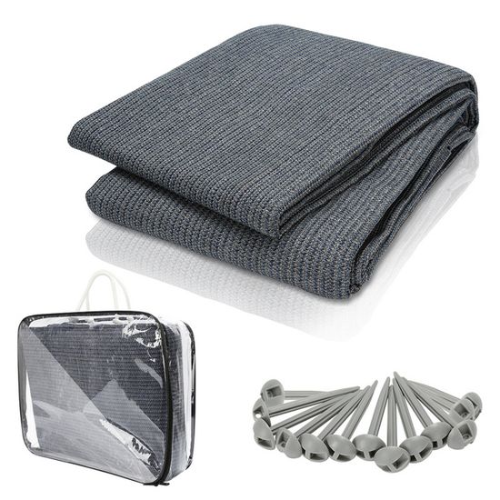 Tapis De Tente 300 X 600 Cm Anthracite - Polyéthylène Haute Densité - Œillets Aux Coins - Pour Camping, Caravane
