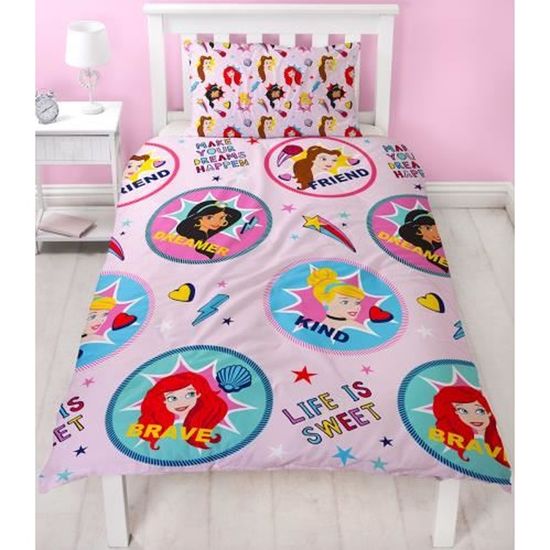 Parure De Lit Princesse 140x200cm - Housse De Couette Coton Réversible Pour Enfant