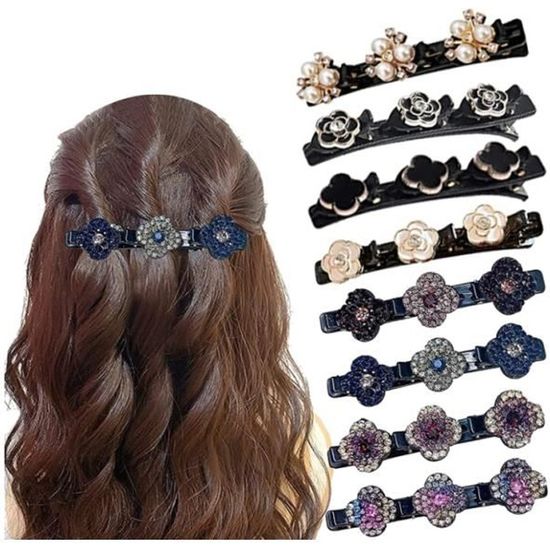 Barrette à Cheveux Argentée Avec Cristal Noir Et Gris Fumé - 2,5 Pouces - Neuve