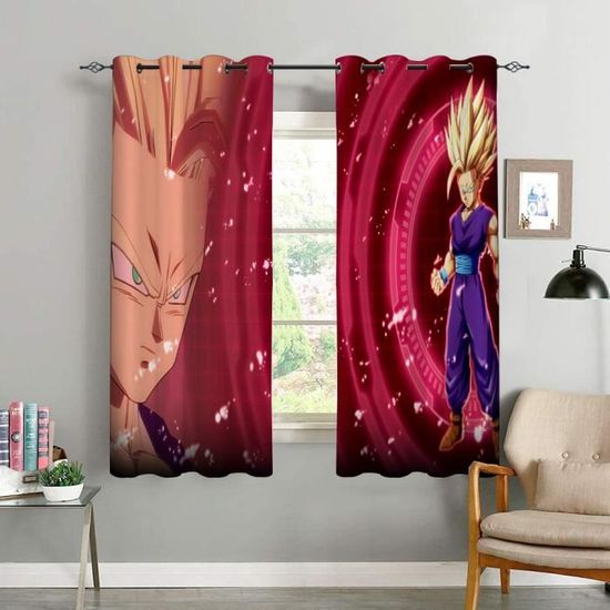2 Panneaux Rideaux,Portrait Dragon Ball Fighter(243),salon,chambre,rideau,vie à la maison,décoration(2 x 80 x 150cm)