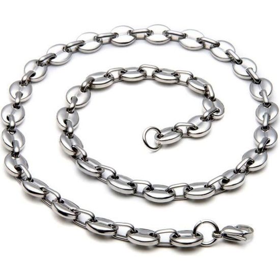 Collier grain de café homme - Chaine Acier inoxydable noir