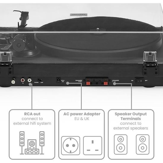 Platine disques vinyles Denver VPL-120BLACK, Haut-parleurs intégrés