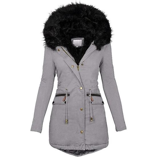 Parka D'hiver Femme Grande Taille - Chaud, Coupe-vent, Capuche Fourrure Synthétique Amovible, Décontracté