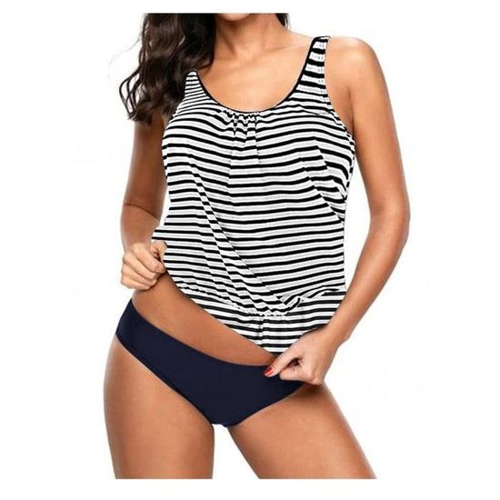 Minetom Ensemble Tankini Femme Imprimé Push Up 2 Pièces - Haut Taille Haute Short Maillot De Bain