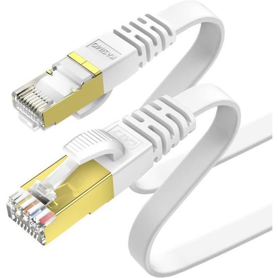 Câble Ethernet Cat8 40Gbps - 2m - Connecteur Gauche Angle Pour Espace Serré - Parfait Pour PC, Box, Switch - 4