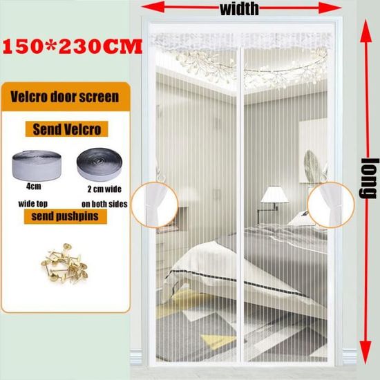 Moustiquaire - VITATA - 150x230CM - Fermeture Magnétique - Anti-Insectes - Installation Facile