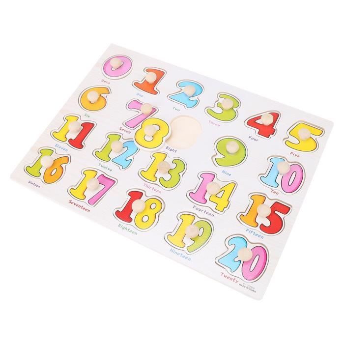 Puzzle en Bois de Bouton Cognitif Jouet d'apprentissage pour Enfants(Chiffre)