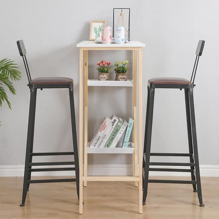 Table de Bar Table de bistrot Table Haute Structure en Bois de Massif Plateau en MDF,112x45x107cm