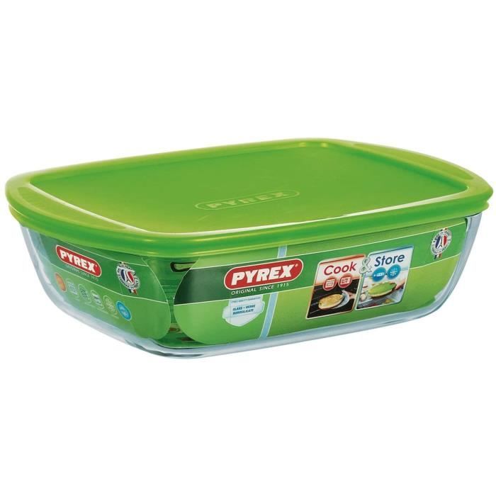 Pyrex 4936461 Cook&store Plat À Four En Verre Rectangulaire Avec Couvercle 28x20 Cm