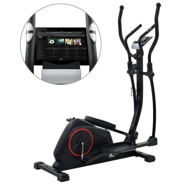 Vélo elliptique magnétique - 8 niveaux de résistance - Masse d'inertie 18 kg - avec écran LCD mesure du pouls XL - Noir