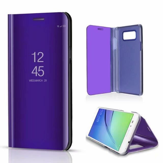 Etui pour iPhone XR. violet Mode Style classique d'affaires perspective téléphone flip élégant transparent miroir commercial