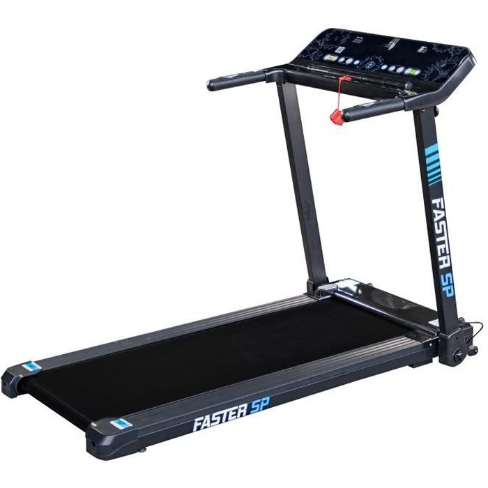 Tapis de course Pliable Compact Faster SP - 10km/h - 1,5CV - 12 Programmes - Capteurs Cardiaque, Ecran LCD, Bluetooth et Amortisseur