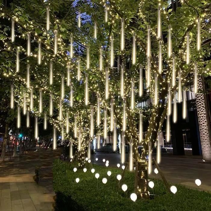 Guirlande lumineuse LED imperméable à effet pluie de météores, 30CM-50CM, pour n White light-30cm 8 tubes-Prise de l’UE -FJFK10190