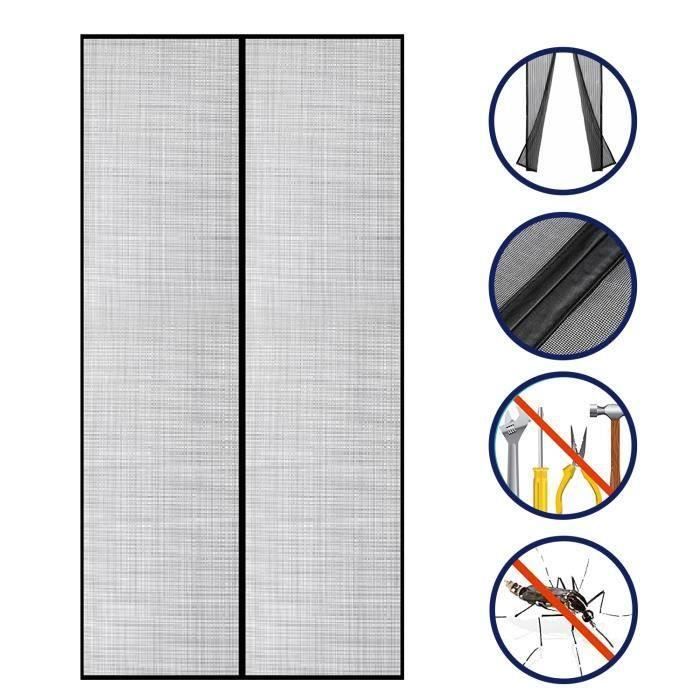 110 * 220cm Paravent adhésif anti-moustique Porte moustiquaire autocollante Anti-moustique Amovible sans poinçonnage