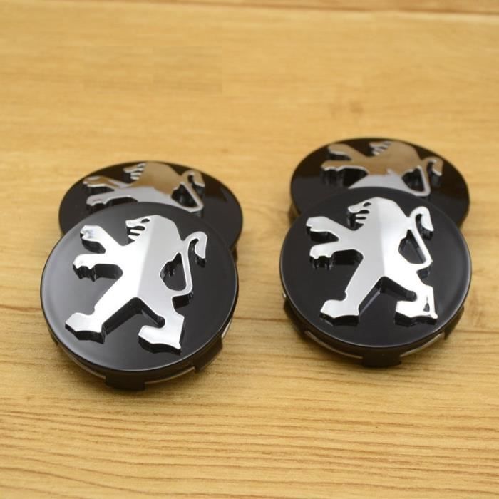 4 x Logo 60mm Noir Peugeot Centre De Roue Cache Moyeu Jantes Emblème Pour Peugeot 206 207 301 307 308 407 408 4008 507 508 5008