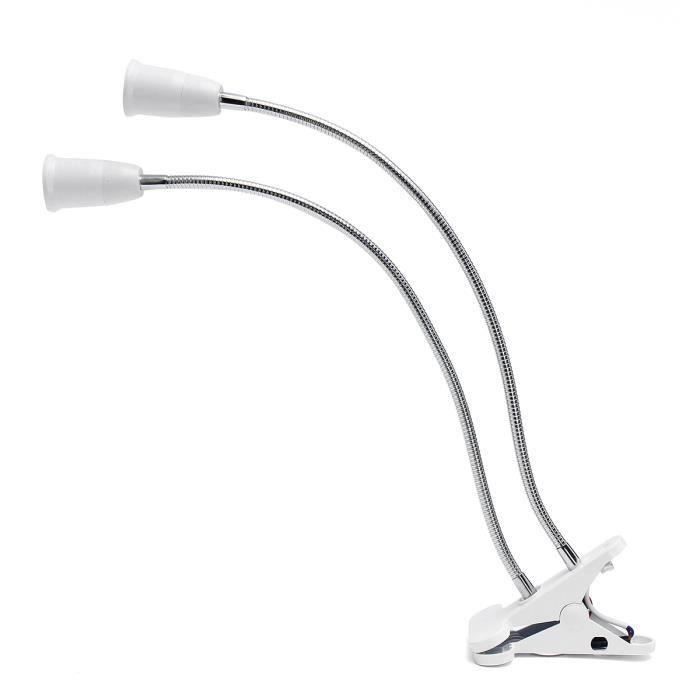 E27 20CM Double tête lumière plante croissance hydroponique 360° flexible clip (sans ampoule) Ve31579