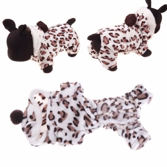 Nouveaux animaux de compagnie chiens chats chiot vêtements hiver chaud flanelle doux imprimé léopard manteau vêtements S-M-L-XL
