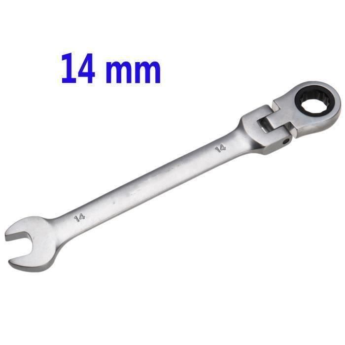 8-32mm tête flexible à cliquet métrique CR-V Spanner Open End Wrenches Anneau nouvel outil 14mm 14mm His44019