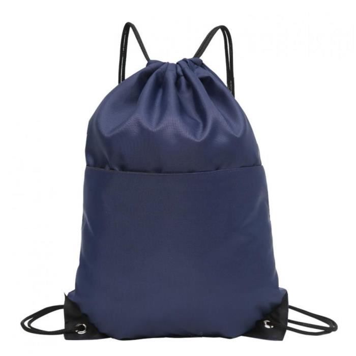 1pc Drawstring Backpack Sac à bandoulière en nylon Sac cordonnet pour Randonnée Yoga Sport (bleu foncé)