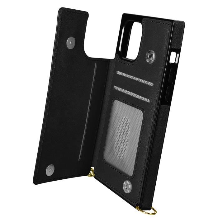 Coque Cordon iPhone 11 Pro avec Porte-cartes Support Vidéo Lanière noir Noir