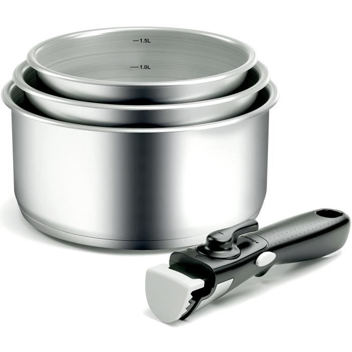BACKEN 191199 - Set de Casseroles - INOX - 4 Pièces - Tous Feux Dont Induction.