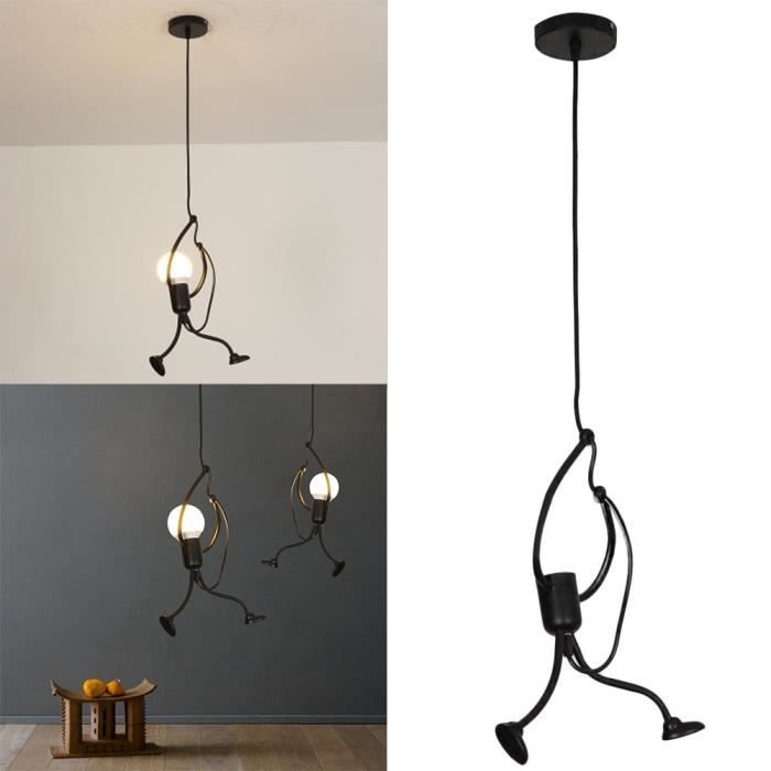 Lustre moderne suspendu charmant fer créatif personnes lampe élégante suspension luminaire hauteur réglable