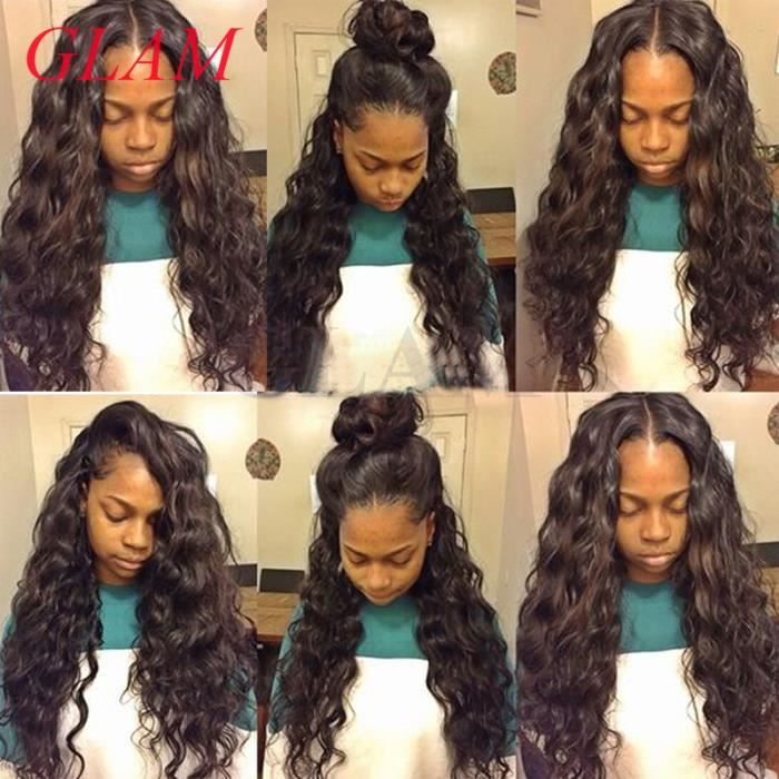 1 piece 24- lace front Wigs perruque Malaisien de cheveux humains naturel vierges water wave perruque