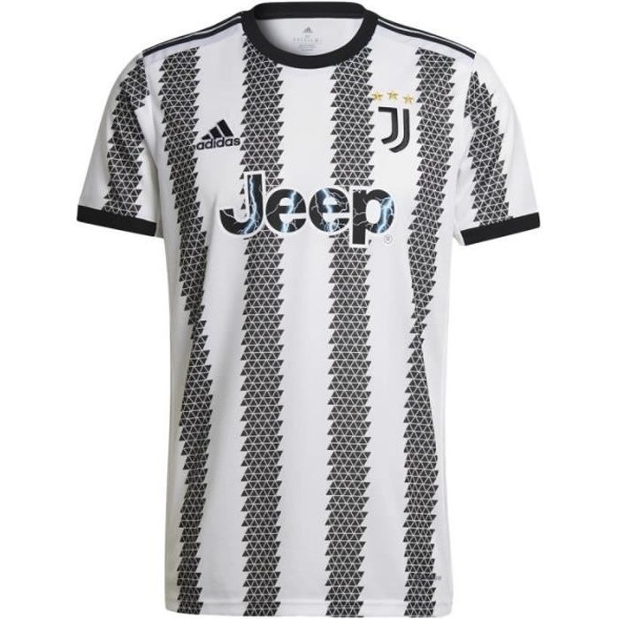 Maillot adidas Originals JUVENTUS DOMICILE 2022/2023 - Réf. H38907. Couleur : Noir, Blanc. Détails. - Col rond côtelé. - Coupe