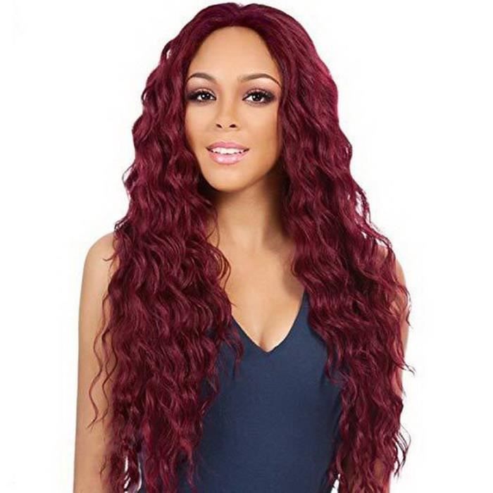 Water Wave Lace Frontal Perruques Brésilienne Vierge Cheveux Humain Perruque Réglable en rouge vin pour femme