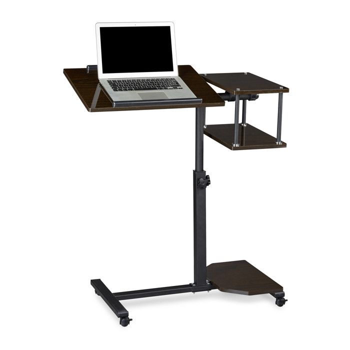 Relaxdays Table ordinateur portable hauteur réglable XL HxlxP: 100 x 77 x 40 cm bois support laptop netbook avec 4 roulettes