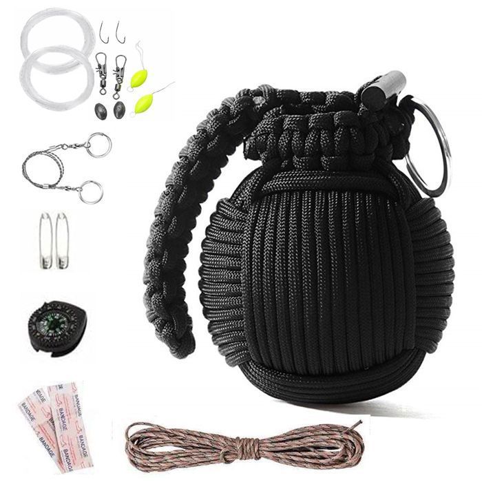 TD® Kit 11 en 1 équipement de Survie en Plein air Outil de Survie Torche Lampe de Poche sifflet de Torche pour la randonnée Escalade